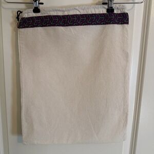 Tory Burch Cream Canvas Dust Bag With Purple And Green Accent Gold Logo  12x16